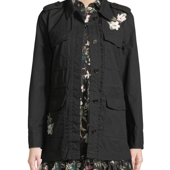 Kate Spade Floral Army Jacket Embroidered Flowers